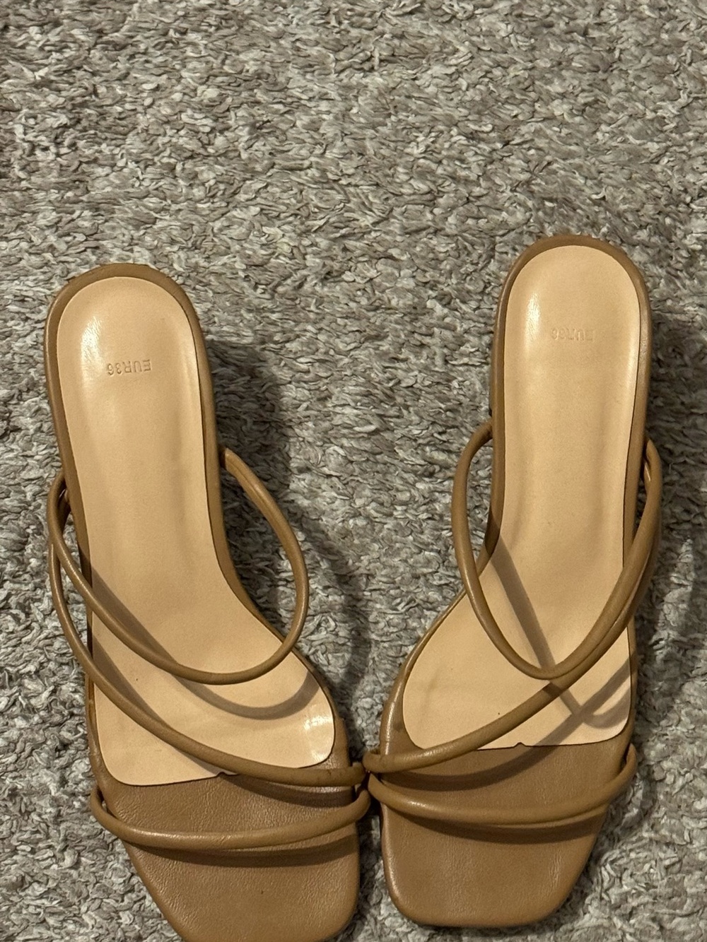 Minimalist Tan Strappy Heeled Sandals